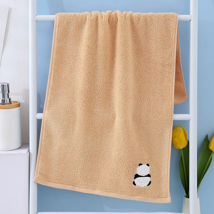 Panda Embroidered Cotton Face Towel - Absorbent and Soft Bathroom Towel