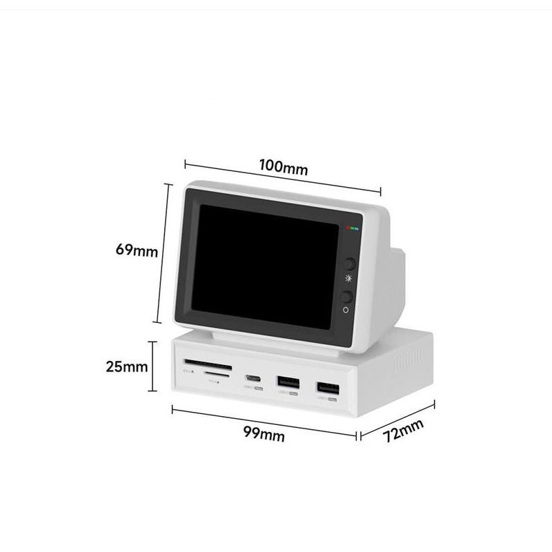 Compact 3.5" IPS Display & USB-C Hub: Mini PC Monitor & Connectivity Solution