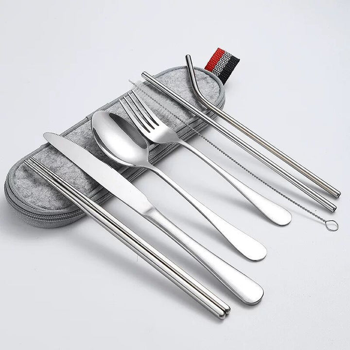 Stainless Steel Knife, Fork And Spoon Straw Set