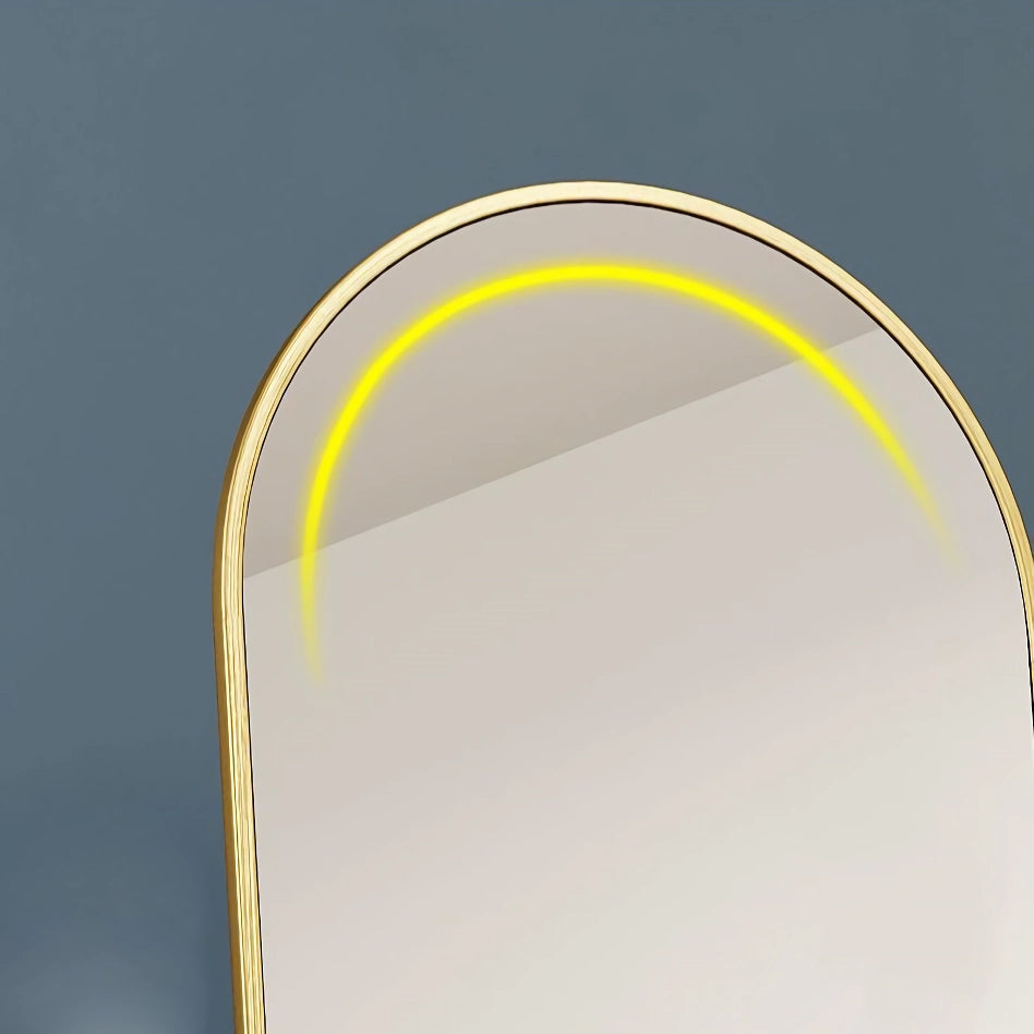 18" x 58" Arched Full Length Mirror with Stand – Elegant Gold Design