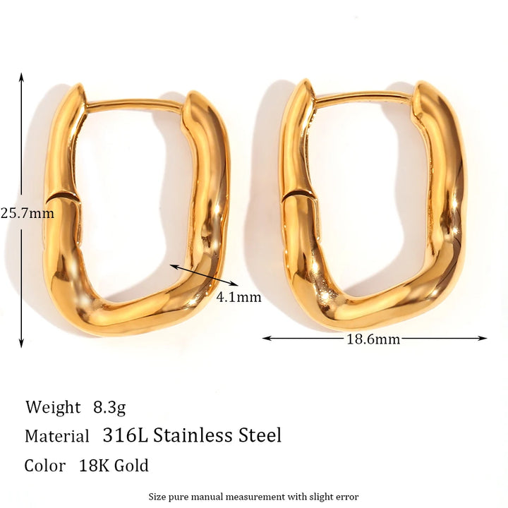 Trendy U-Shaped 18K Gold Plated Stainless Steel Hoop Earrings