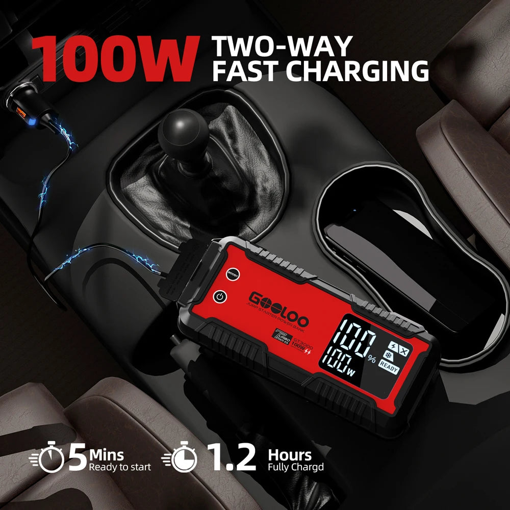 3000A Car Jump Starter Power Bank 59.2Wh - Auto Emergency Battery Booster