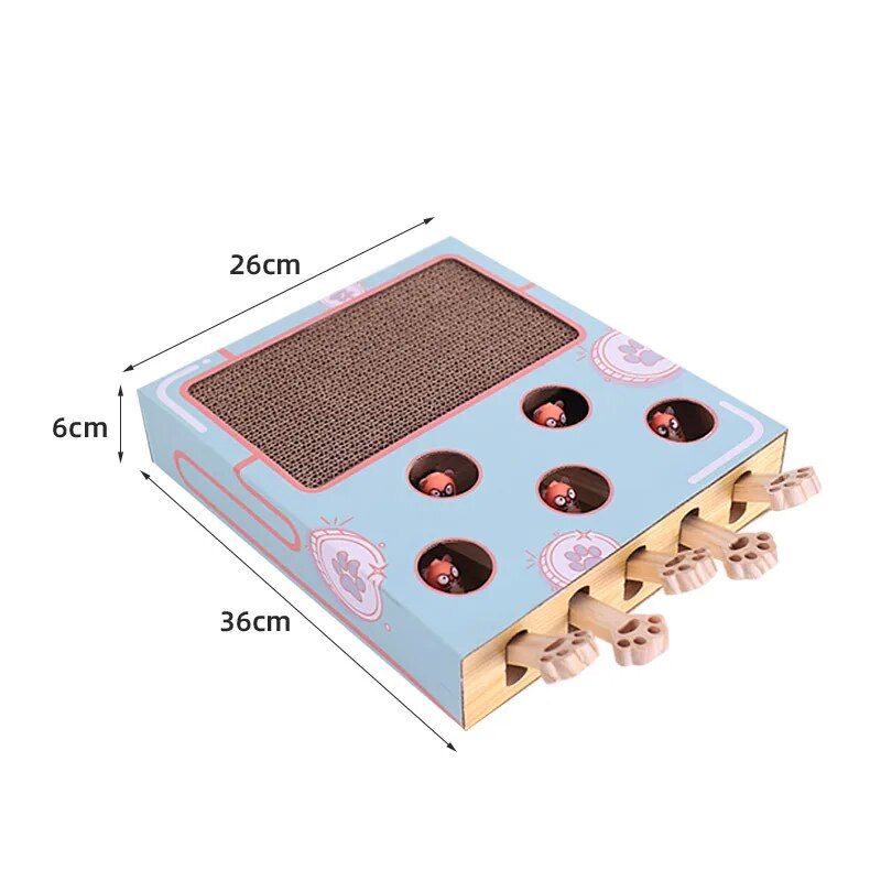 Multi-Hole Mice Puzzle Cat Toy with Scratcher & Grinder