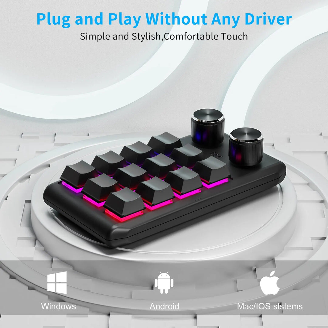 Compact Bluetooth RGB Mechanical Macropad with Custom Macros and Dual Knobs