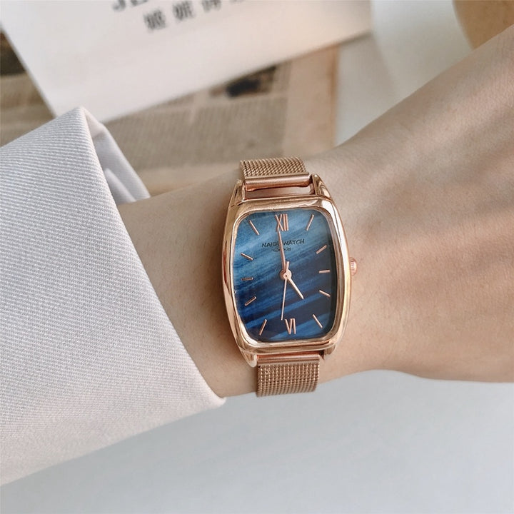 Retro square Mori lace small female watch