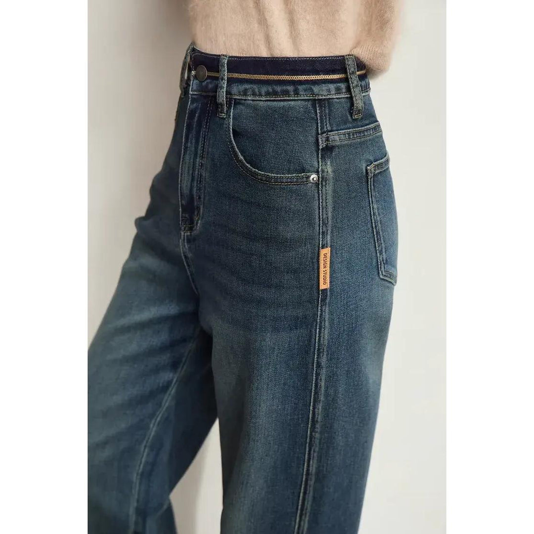 Women's Retro Wide-Leg Denim Pants