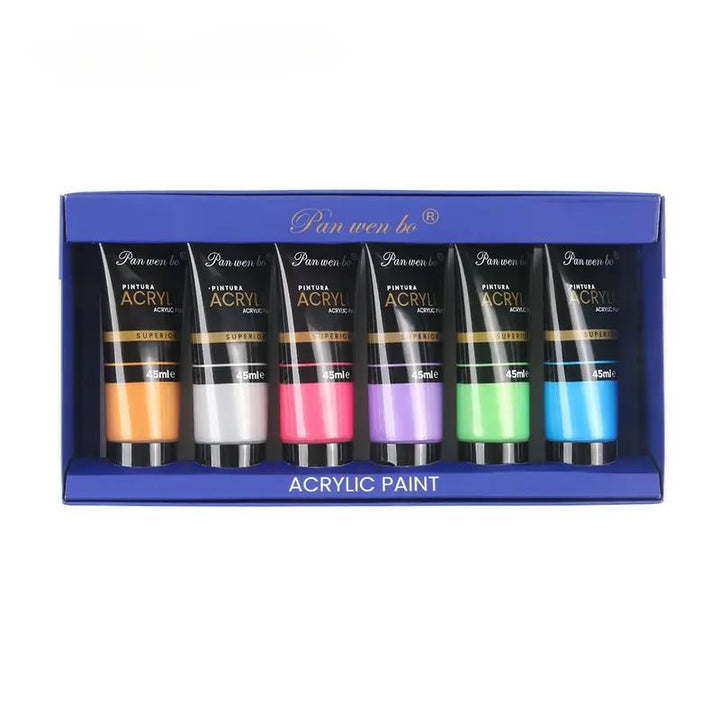 6-Color Acrylic Paint Set – Metallic & Fluorescent, 45ML Bottled Paint for DIY Art & Graffiti