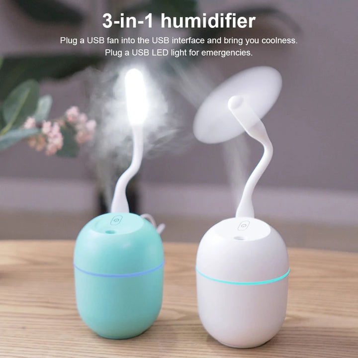 Compact Ultrasonic Humidifier & Aroma Diffuser with LED Night Lamp - 220ML USB Powered