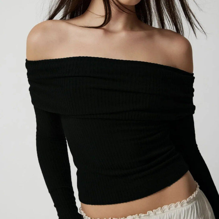 Elegant Off-Shoulder Knit Sweater