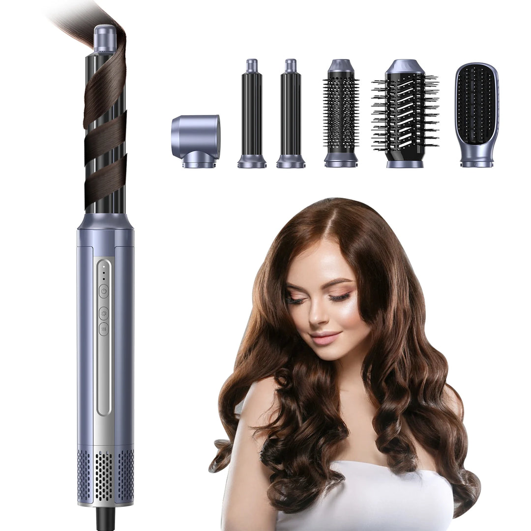 6-in-1 Detachable Hair Dryer Brush & Styling Tool – High-Speed Ionic Blow Dryer & Curle