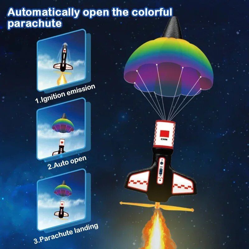 Electric Motorized Air Rocket Launcher with LED Parachute