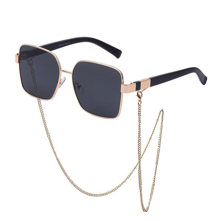 Oversized Square Sunglasses with Chain