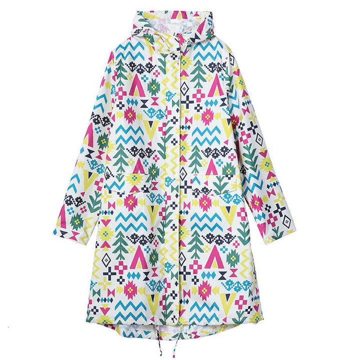 Stylish Long Hooded Waterproof Rain Jacket for All Seasons