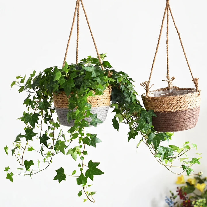 Charming Jute Rope Hanging Planter Basket for Indoor and Outdoor Decor