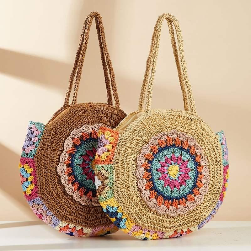 Colorful Woven Casual Beach Shoulder Bag