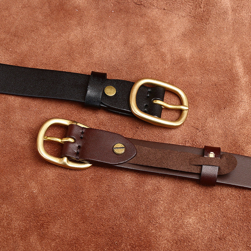 2.8CM Genuine Leather Women's Fashion Belt - Vintage Pin Buckle Strap