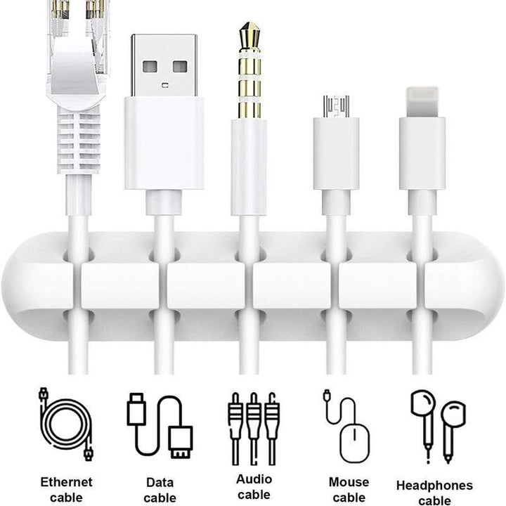 Multi-Slot White Silicone Cable Organizer