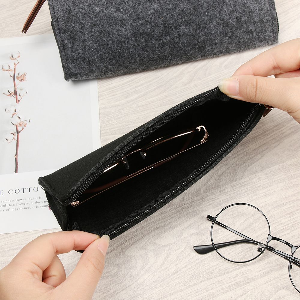 Multifunctional Wool Felt Cloth Zipper Glasses Case Bag