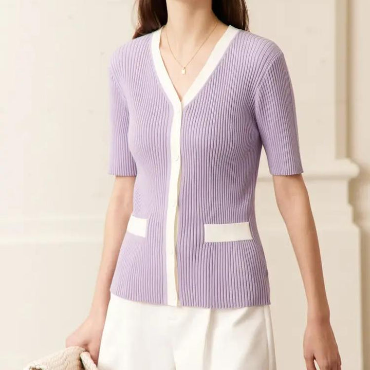 Elegant V-Neck Knitted Cardigan for Women