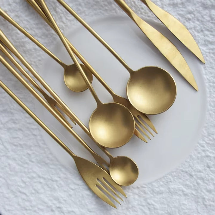 Vintage Gold Stainless Steel Cutlery Set