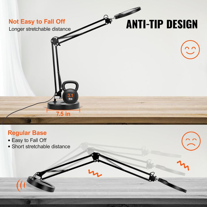 5X LED Magnifying Lamp with Adjustable Light and Clamp