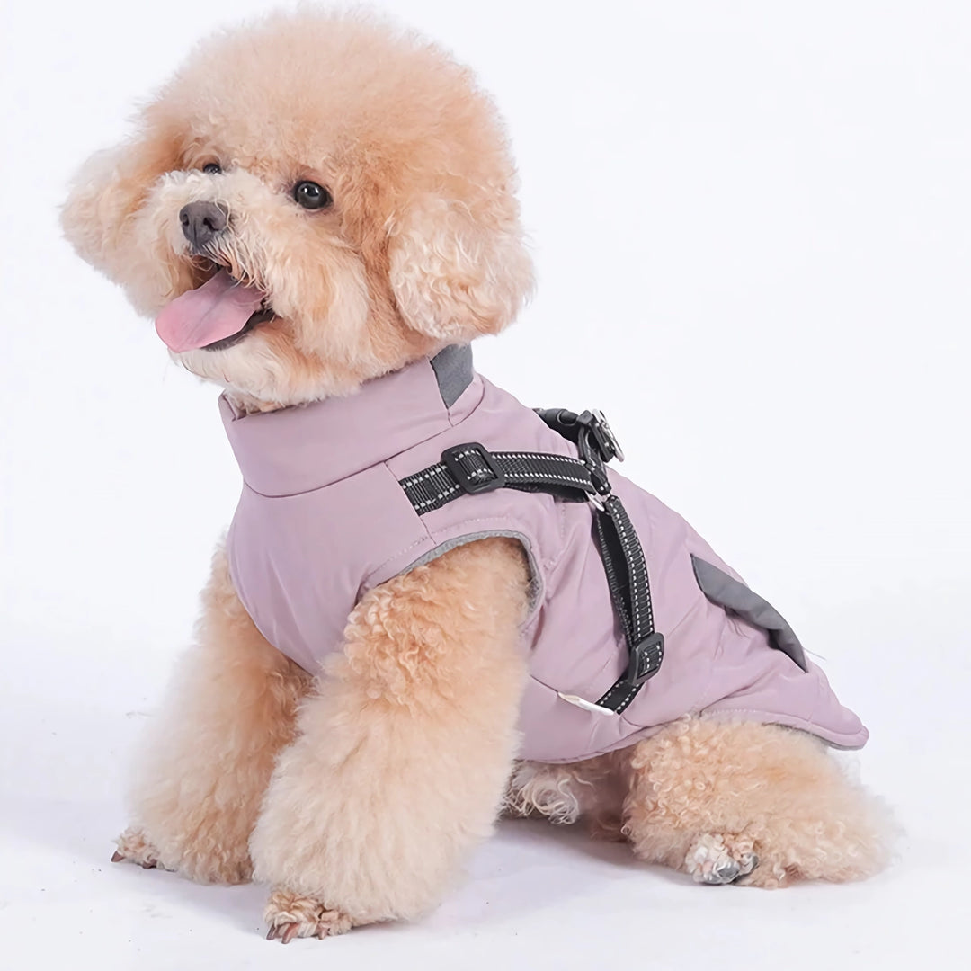 Waterproof Winter Dog Jacket with Reflective Harness