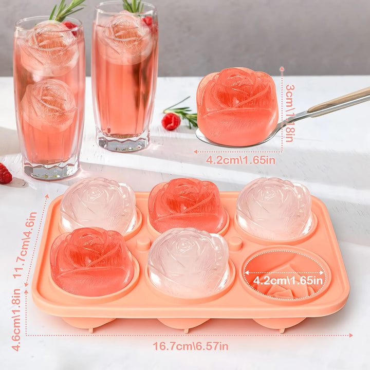 Rose-Shaped Silicone Ice Cube Tray with Lid