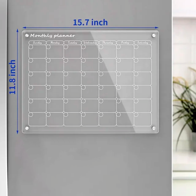 Clear Acrylic Magnetic Fridge Calendar Board