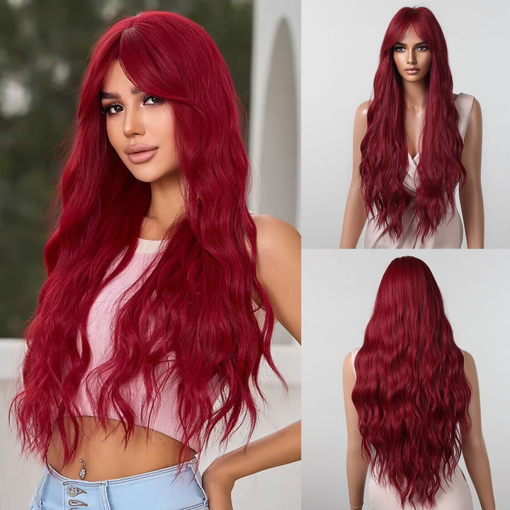 Eight-character Liu Seaweed Rose Red Long Curly Hair Big Wave Wig