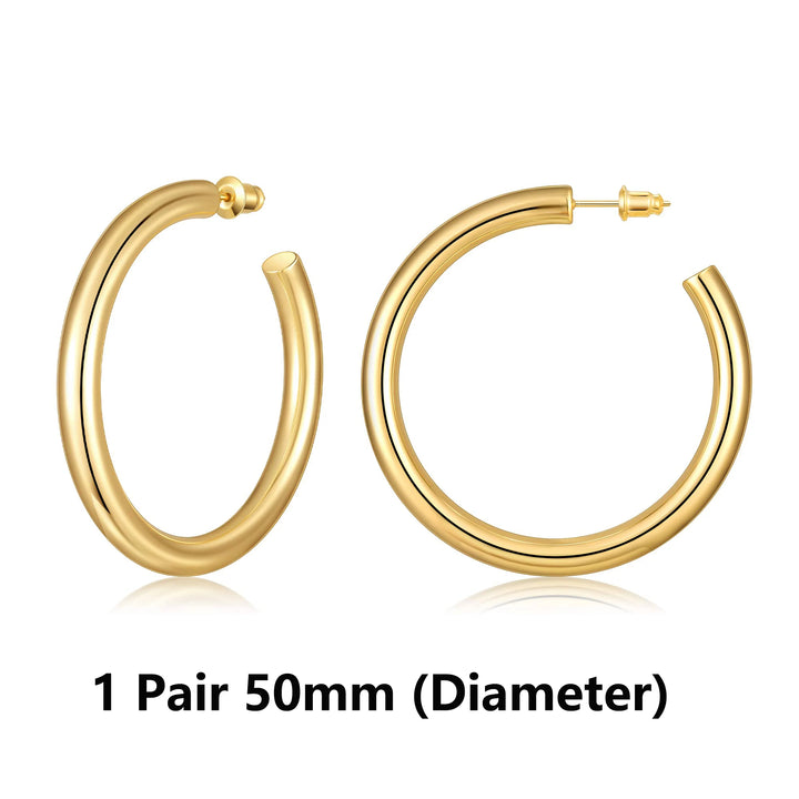 14K Gold Plated Chunky Hoop Earrings