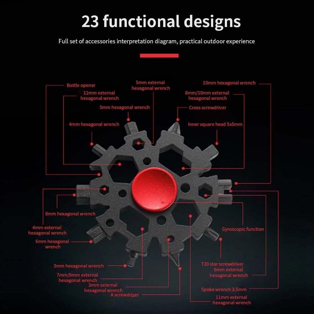 Versatile 23-in-1 Snowflake Multitool: The Ultimate Outdoor Companion
