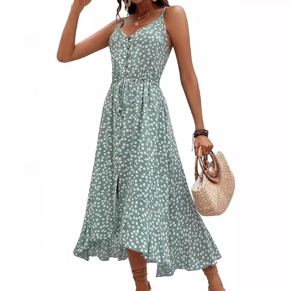 V-neck Elegant Mid-length Dress