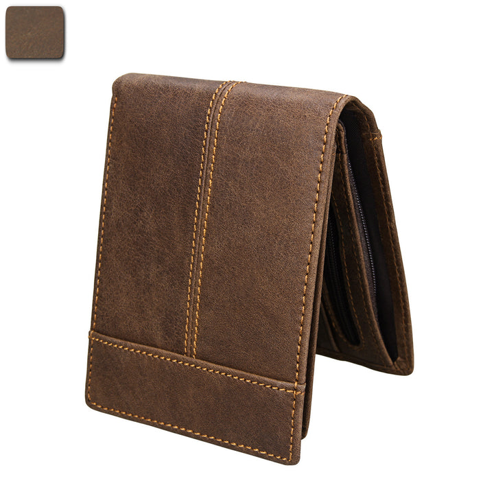 Rfid crazy horse leather short wallet