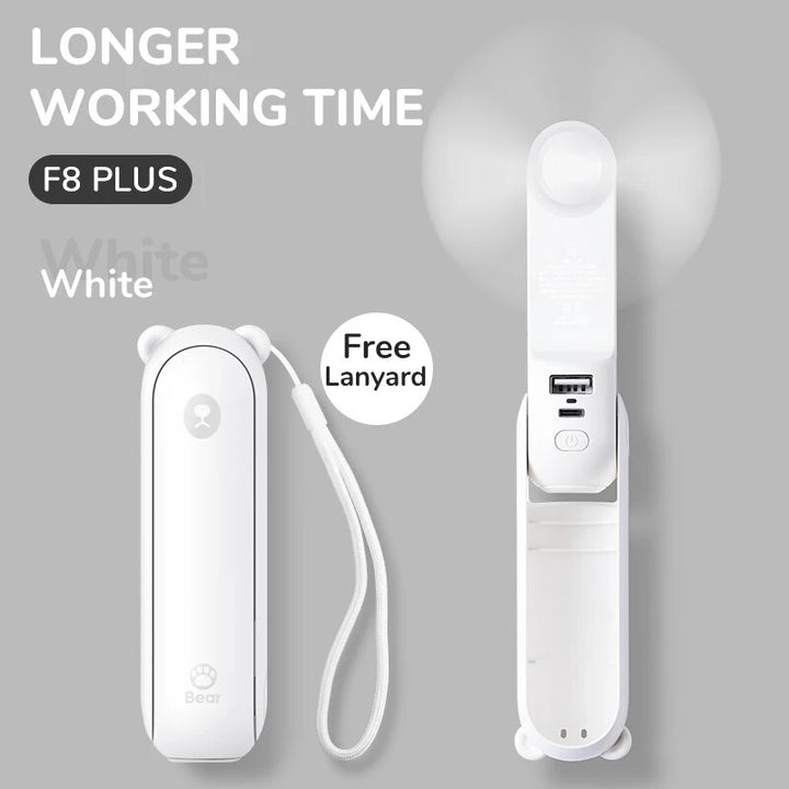 3-in-1 Mini Handheld Fan with Power Bank & LED Flashlight - Ultra-Portable Rechargeable Cooling Device