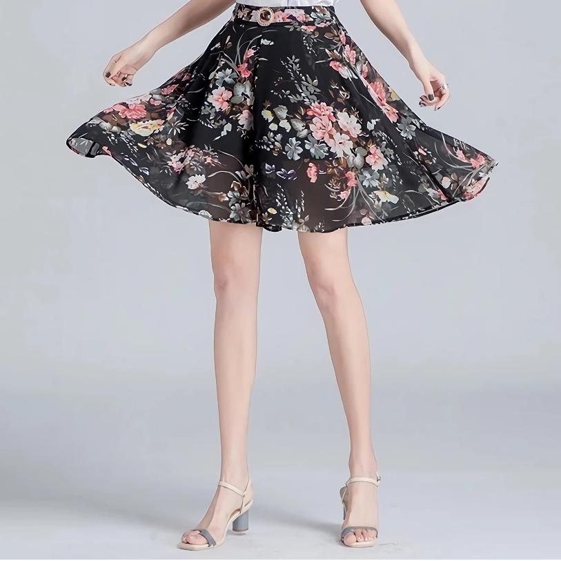 Women's Summer Chiffon Wide Leg Shorts Skirt