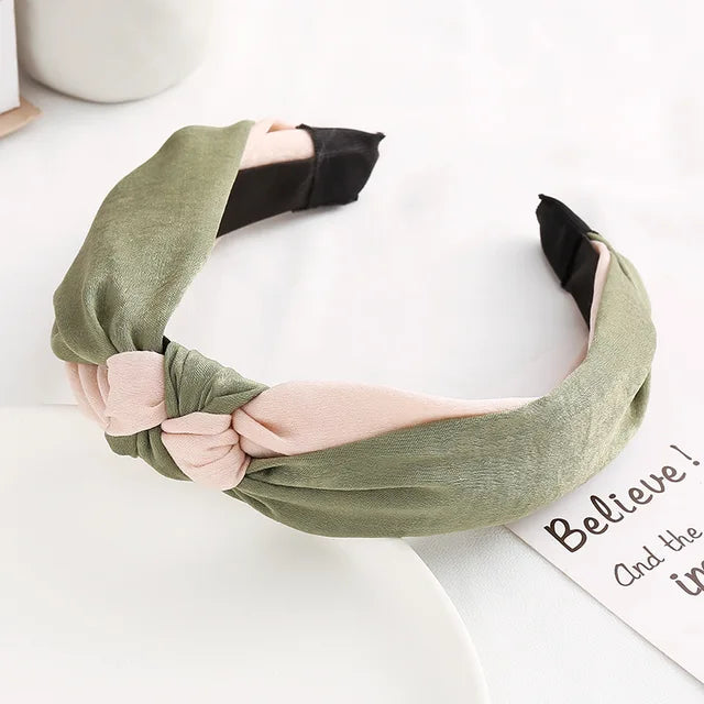 Elegant Cross Bow Patchwork Elastic Headband