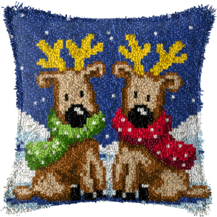 Diy Handmade Christmas Cushion Wool Embroidered Pillow Material Package