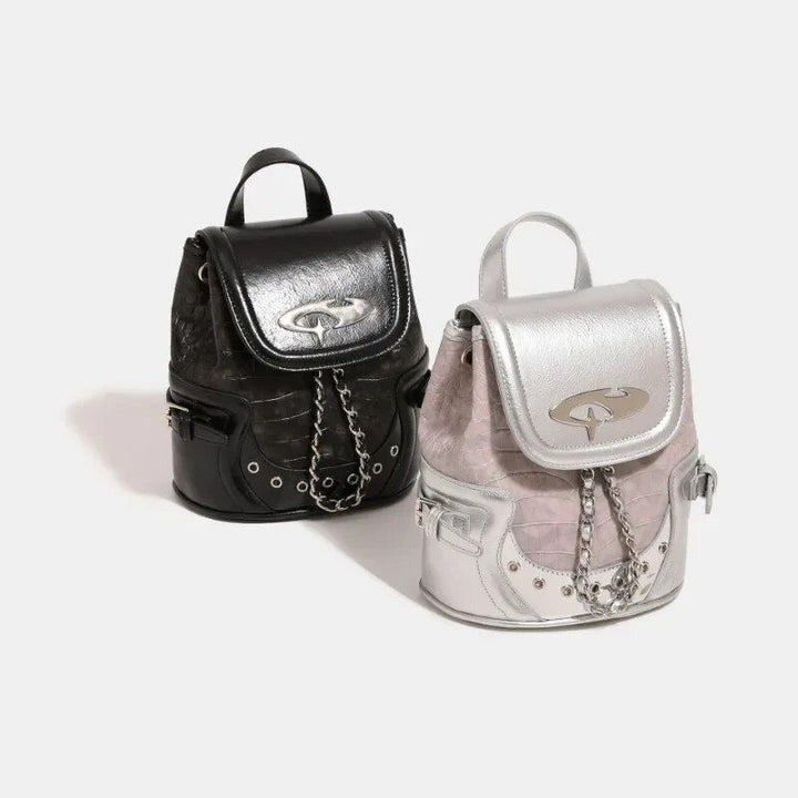 Y2K Aesthetic Harajuku Fashion PU Leather Backpack