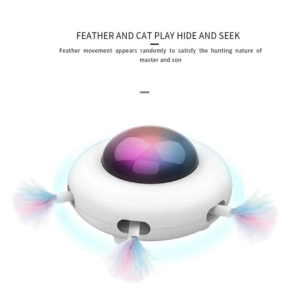 Interactive Electric Cat Teaser with Adjustable Feather Speed & Auto Navigation