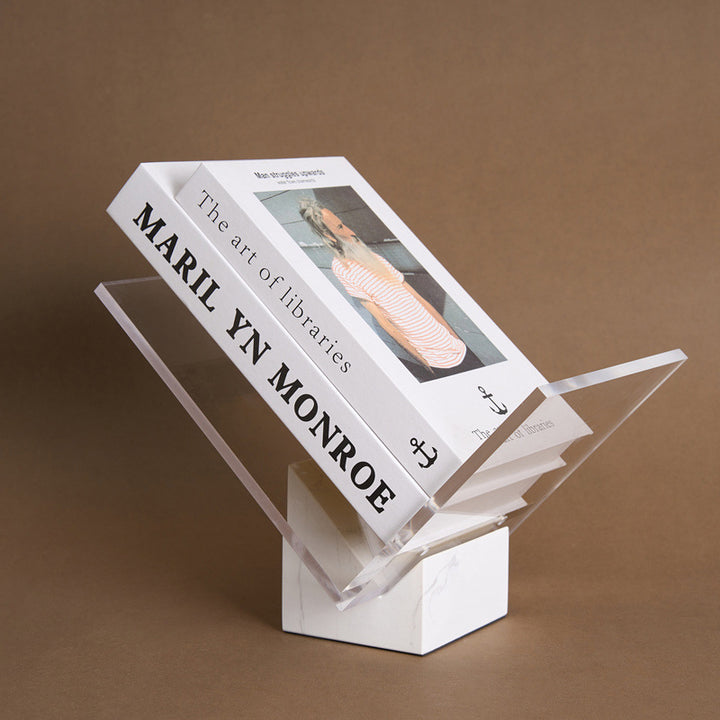 Elegant Natural Marble and Acrylic Book Stand