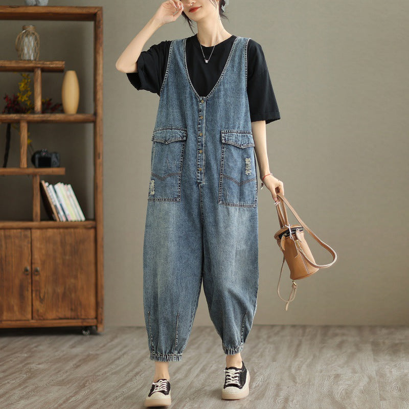 Denim Tank Top Jumpsuit Female