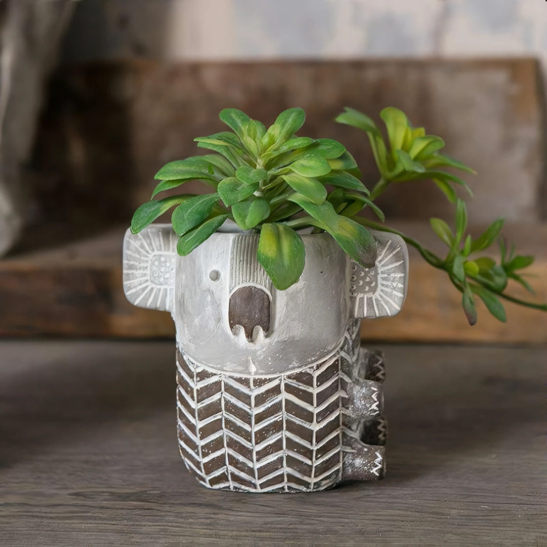 Charming Retro Koala Cement Vase for Succulent Plants