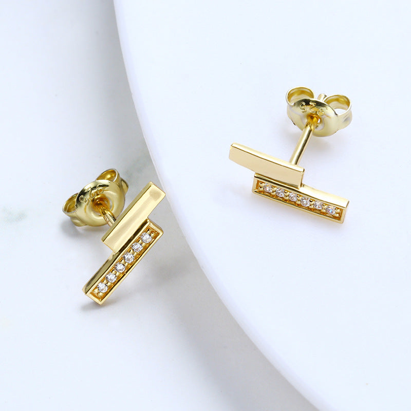 Geometric Zircon Anti Allergy Earrings