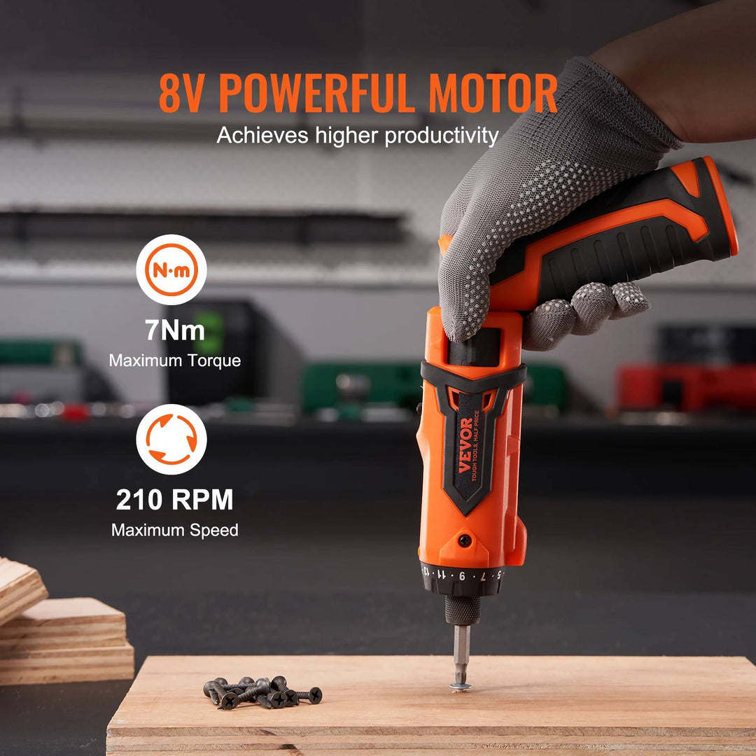 Cordless Electric Screwdriver Set with 82 Accessories, 8V, 7Nm Torque