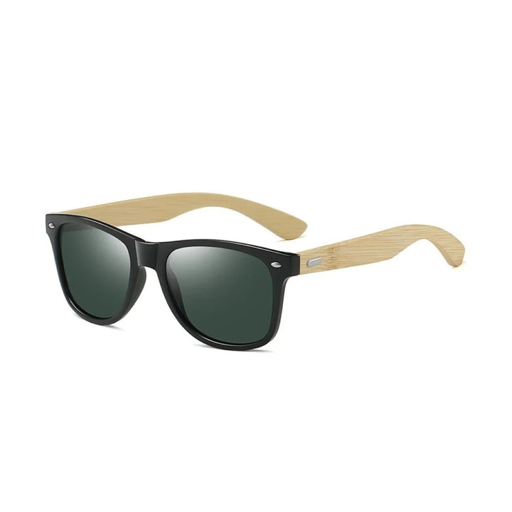 Vintage Bamboo Wood Square Sunglasses