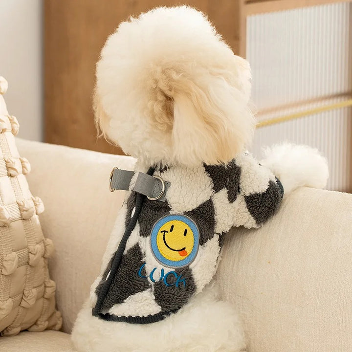 Checkered Fleece Coat for Small and Medium Dogs