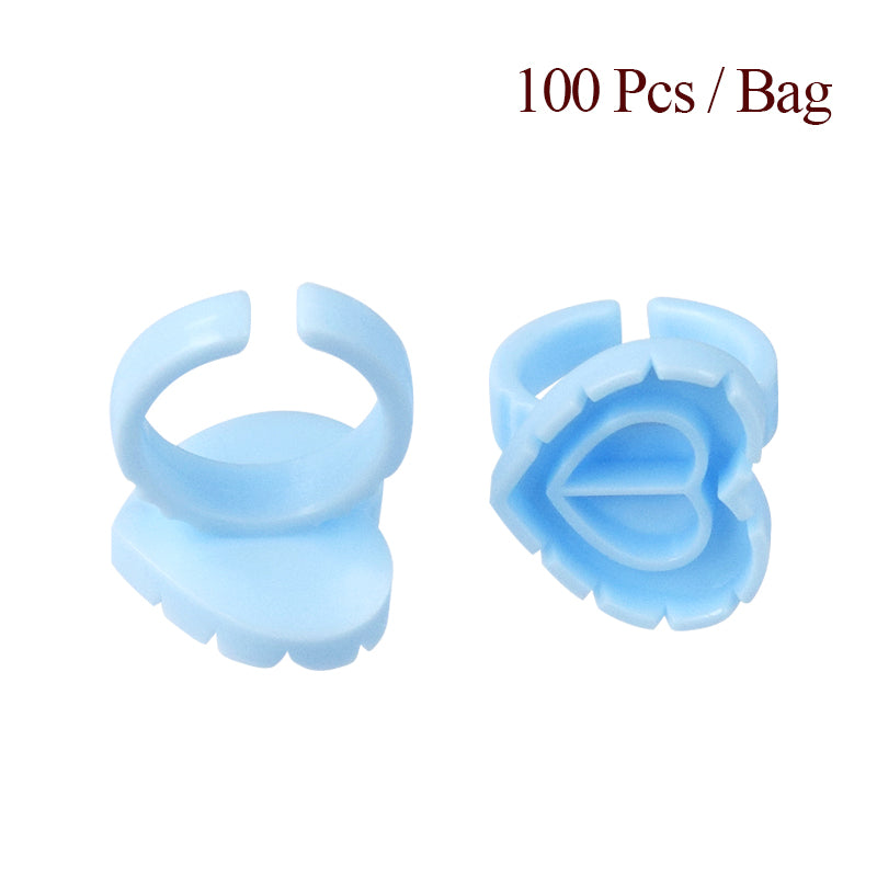 Heart-Shaped Disposable Eyelash Glue Rings - 100Pcs