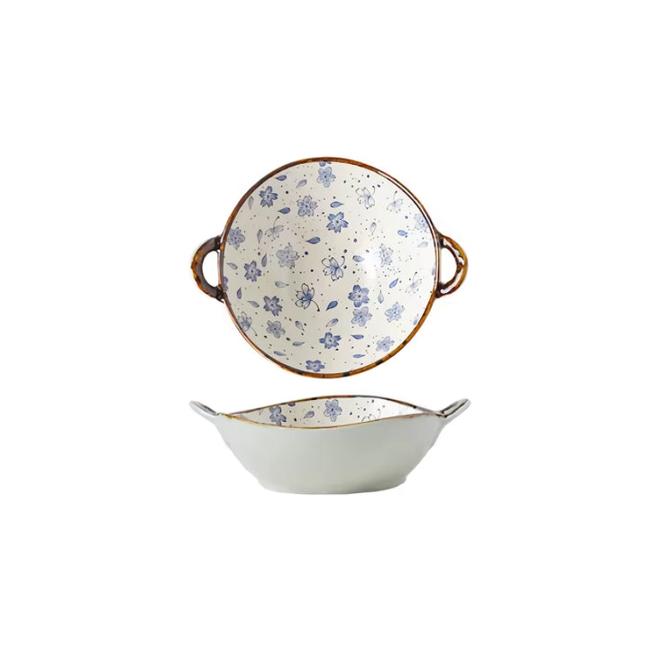 Ceramic Noodle and Soup Bowl with Handle