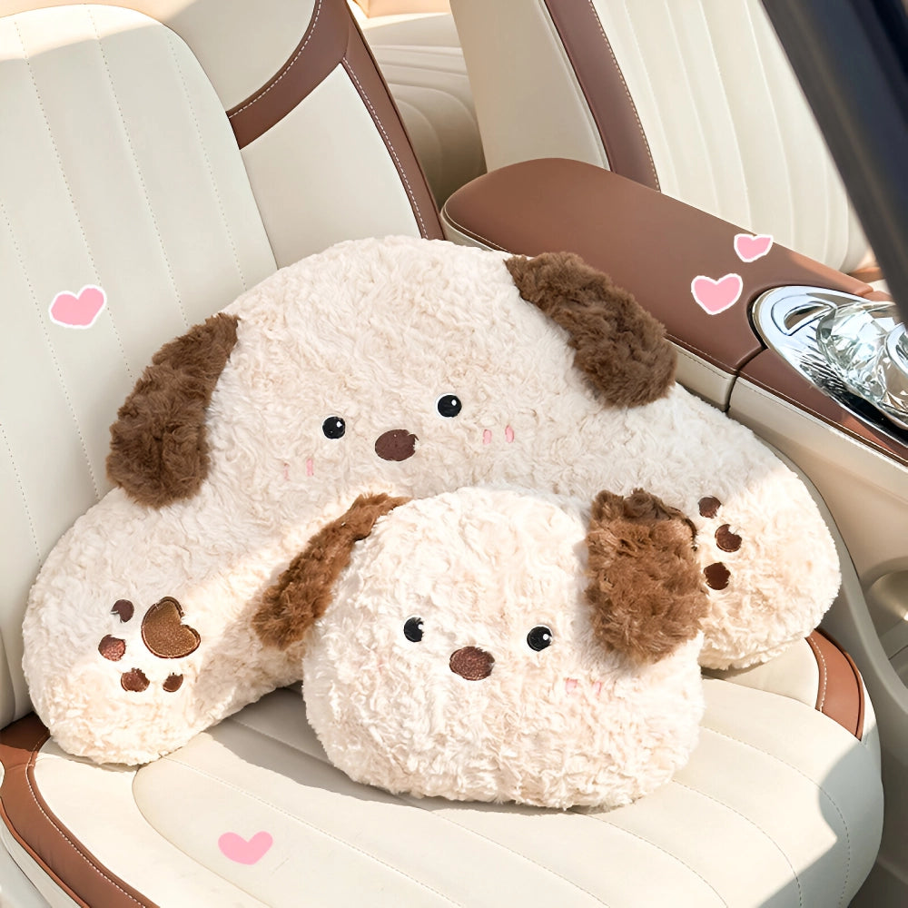 Cartoon Animal Car Neck and Lumbar Support Pillow Set