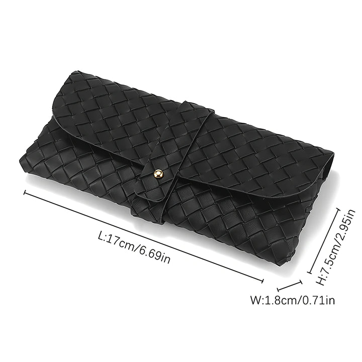 Chic Twist Braided Leather Sunglasses Case with Snap Closure